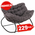 Ogrodowy Fotel Bujany Technorattan Szary + Poduszki